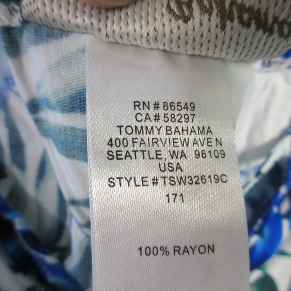 Tommy Bahama Fronds Floating Tie-Front Dress M Blue 100% Rayon Mini Beach 162 - Picture 4 of 11